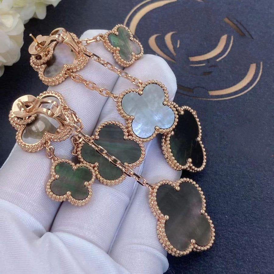 [Eternal Jewelry]CLOVER EARRINGS DARK MOP 4 MOTIFS ROSE GOLD
