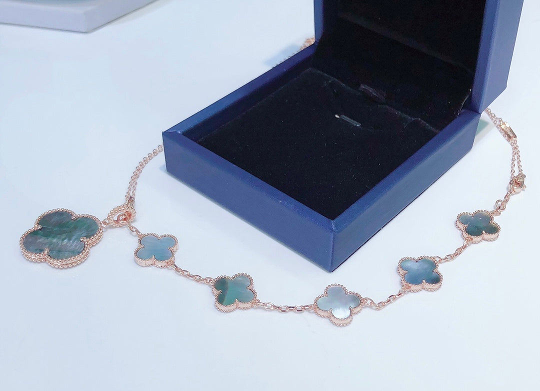 [Eternal Jewelry]COMBINED BRACELET 5 MOTIFS AND NECKLACE DARK MOP ROSE GOLD