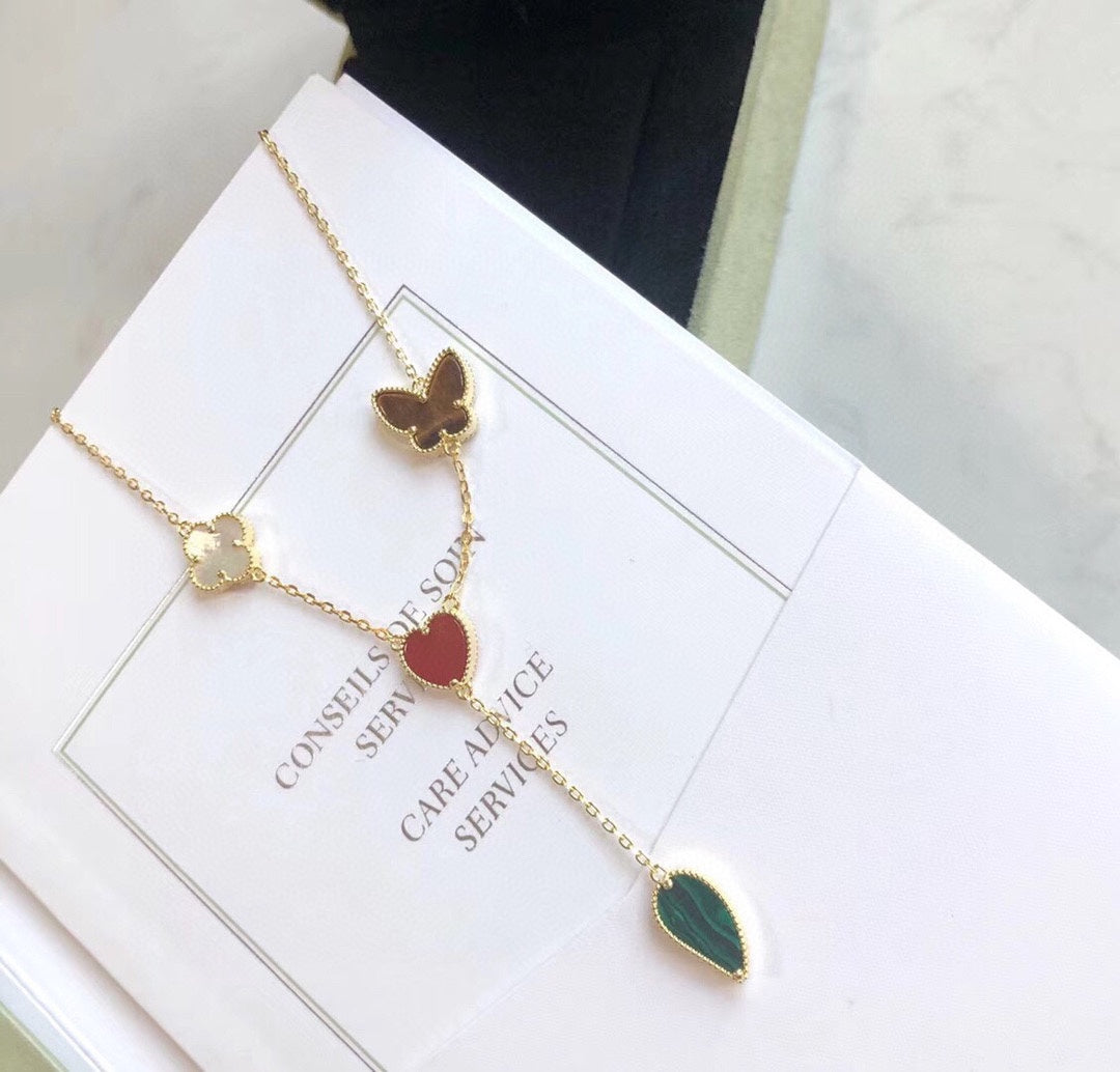 [Eternal Jewelry]LUCKY SPRING 4 MOTIFS ROSE GOLD NECKLACE